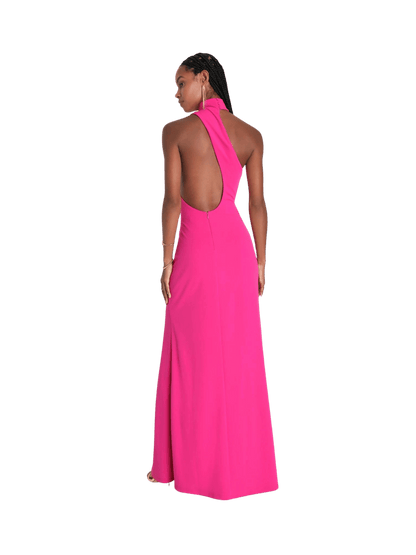 Rosa Maxi Halter Asimétrico