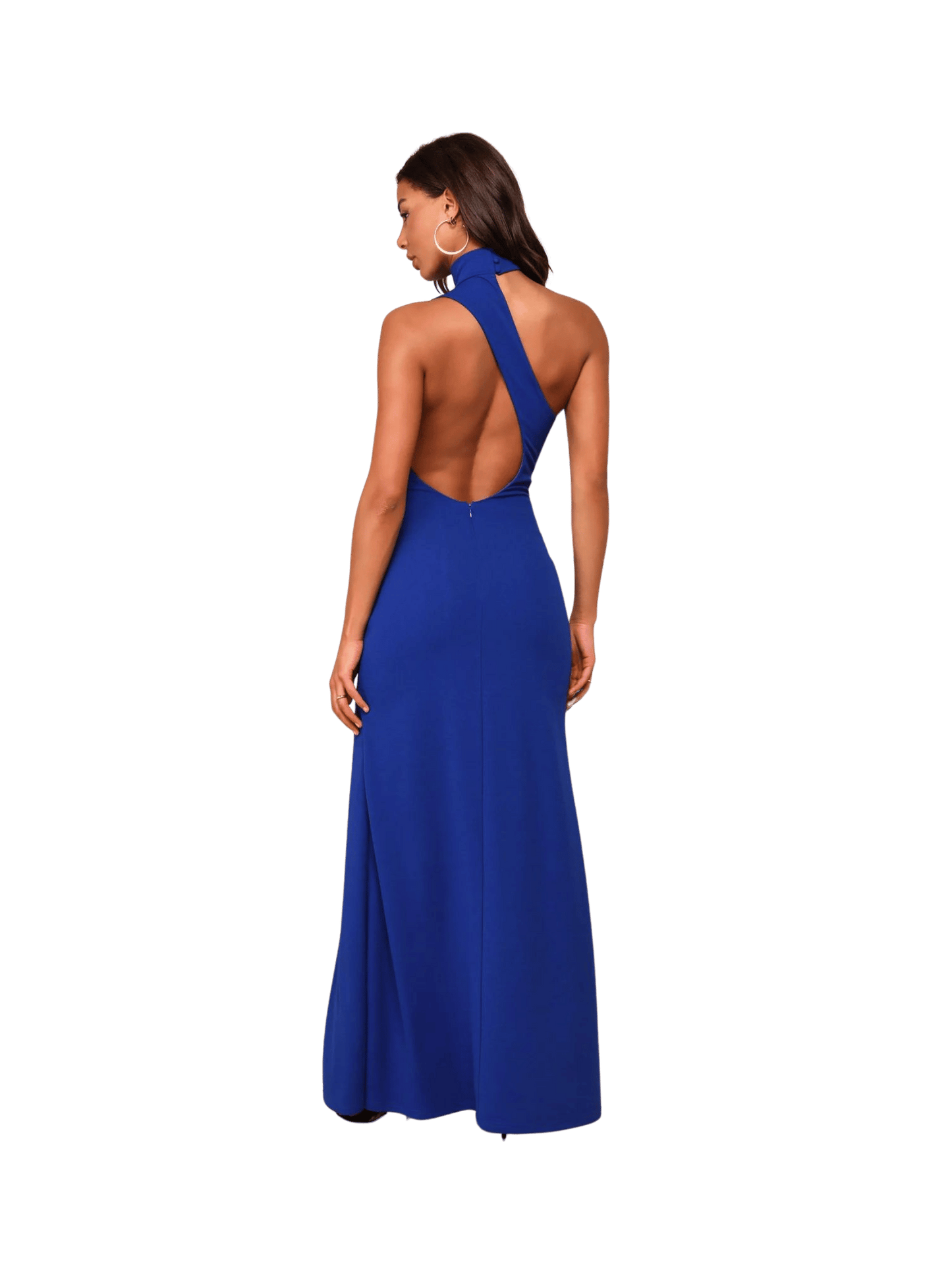 Vestido Halter Asimétrico Azul