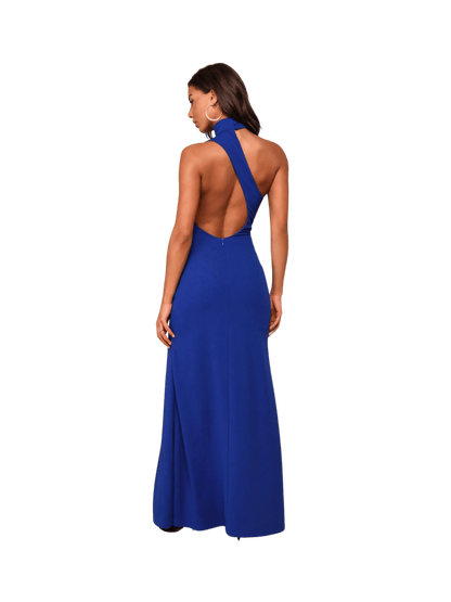 Vestido Halter Asimétrico Azul